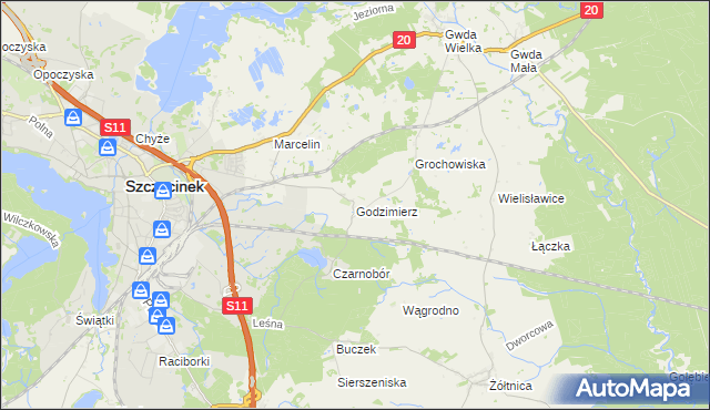 mapa Godzimierz gmina Szczecinek, Godzimierz gmina Szczecinek na mapie Targeo