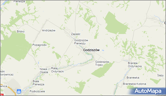 mapa Godziszów powiat janowski, Godziszów powiat janowski na mapie Targeo