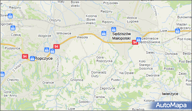 mapa Góra Ropczycka, Góra Ropczycka na mapie Targeo