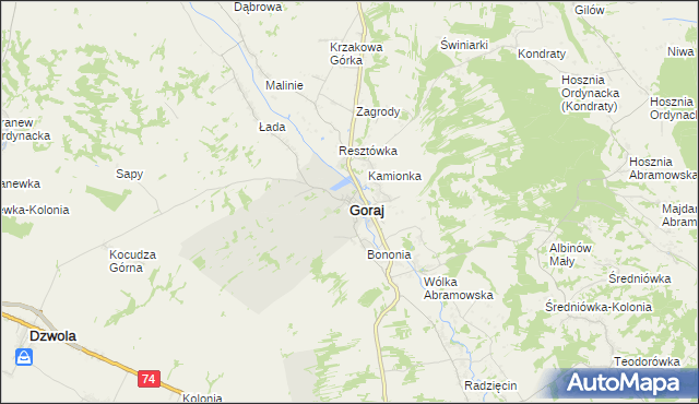mapa Goraj powiat biłgorajski, Goraj powiat biłgorajski na mapie Targeo