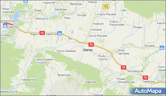 mapa Górno powiat kielecki, Górno powiat kielecki na mapie Targeo