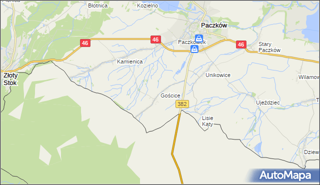 mapa Gościce, Gościce na mapie Targeo