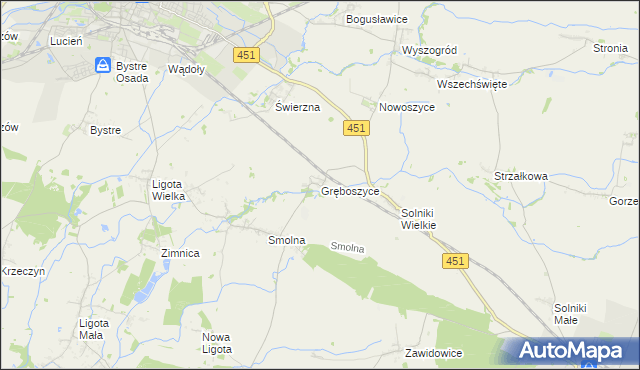 mapa Gręboszyce, Gręboszyce na mapie Targeo