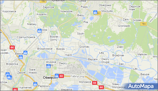 mapa Gromiec, Gromiec na mapie Targeo