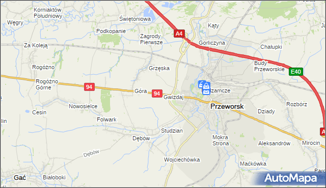 mapa Gwizdaj, Gwizdaj na mapie Targeo