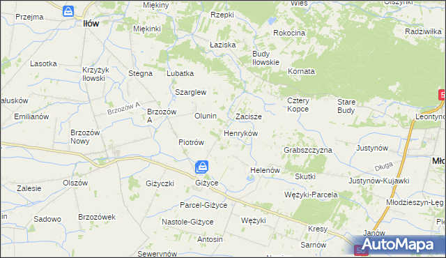 mapa Henryków gmina Iłów, Henryków gmina Iłów na mapie Targeo