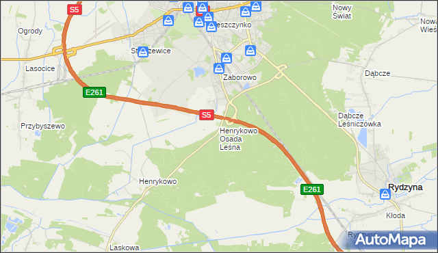 mapa Henrykowo Osada Leśna, Henrykowo Osada Leśna na mapie Targeo