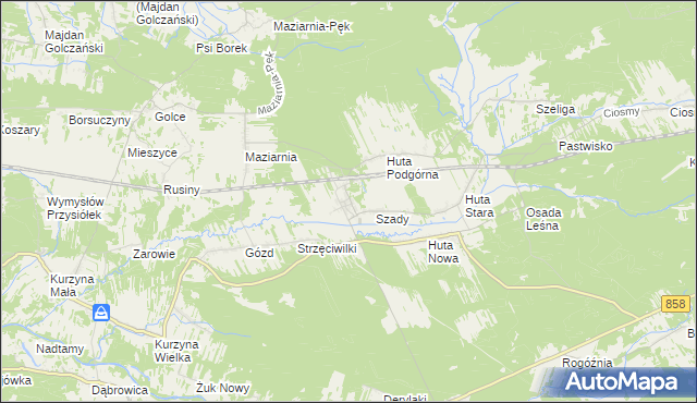 mapa Huta Krzeszowska, Huta Krzeszowska na mapie Targeo