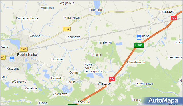 mapa Imielno gmina Łubowo, Imielno gmina Łubowo na mapie Targeo