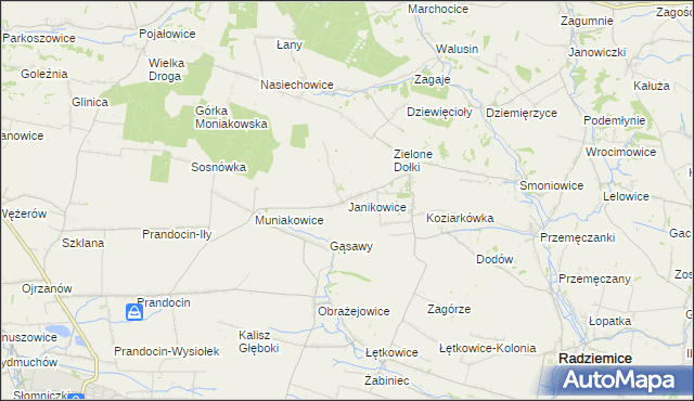 mapa Janikowice gmina Słomniki, Janikowice gmina Słomniki na mapie Targeo