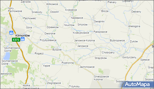 mapa Janowice gmina Samborzec, Janowice gmina Samborzec na mapie Targeo