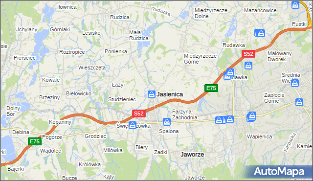 mapa Jasienica powiat bielski, Jasienica powiat bielski na mapie Targeo