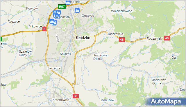 mapa Jaszkowa Dolna, Jaszkowa Dolna na mapie Targeo