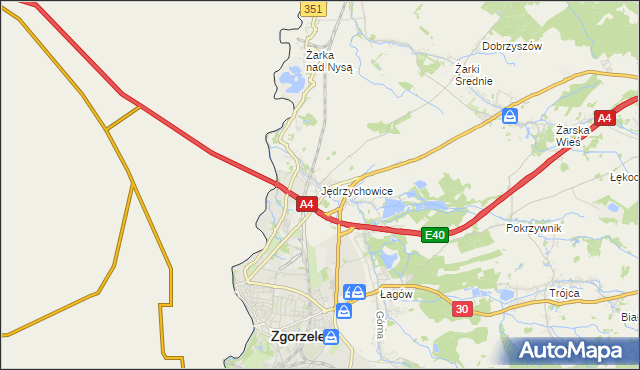 mapa Jędrzychowice gmina Zgorzelec, Jędrzychowice gmina Zgorzelec na mapie Targeo