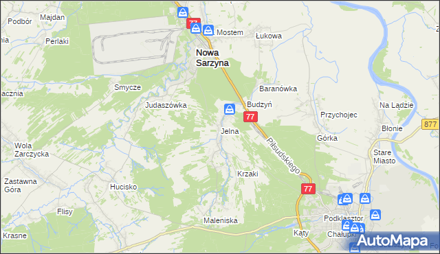 mapa Jelna gmina Nowa Sarzyna, Jelna gmina Nowa Sarzyna na mapie Targeo