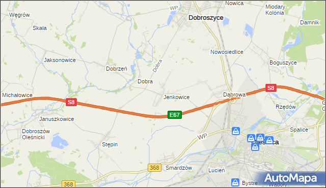 mapa Jenkowice gmina Oleśnica, Jenkowice gmina Oleśnica na mapie Targeo