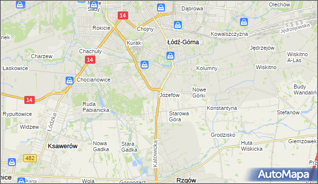 mapa Józefów gmina Łódź, Józefów gmina Łódź na mapie Targeo
