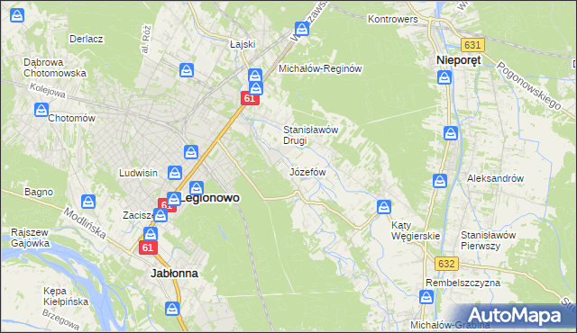 mapa Józefów gmina Nieporęt, Józefów gmina Nieporęt na mapie Targeo