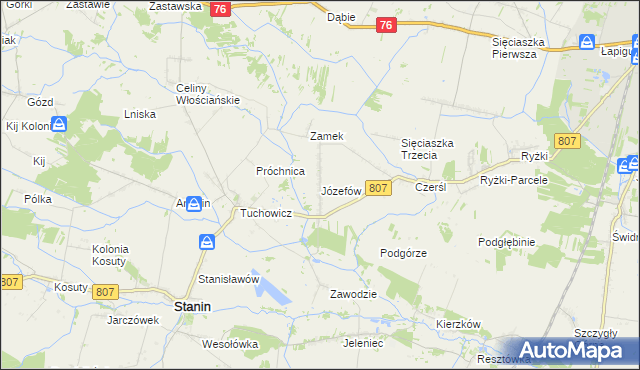 mapa Józefów gmina Stanin, Józefów gmina Stanin na mapie Targeo