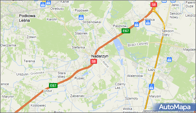 mapa Kajetany, Kajetany na mapie Targeo