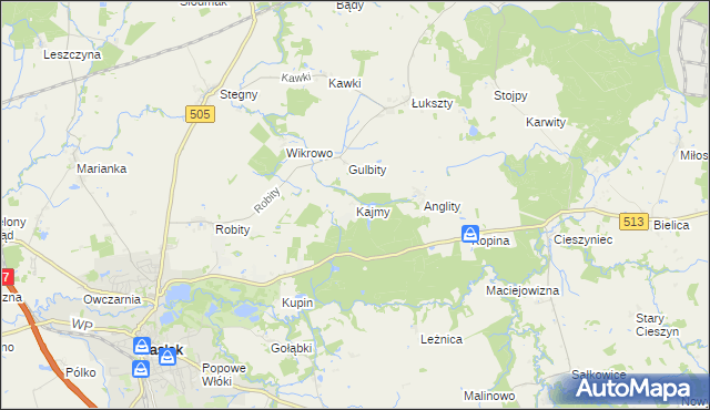 mapa Kajmy, Kajmy na mapie Targeo