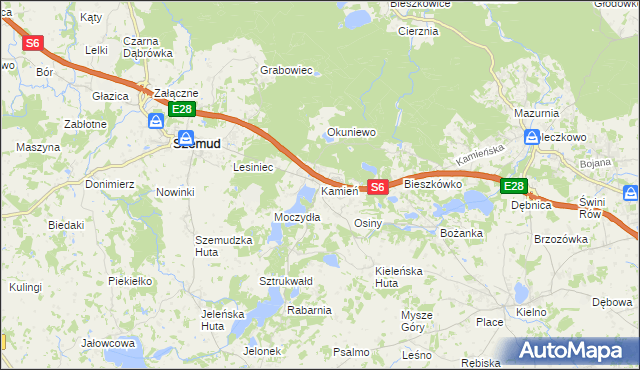 mapa Kamień gmina Szemud, Kamień gmina Szemud na mapie Targeo