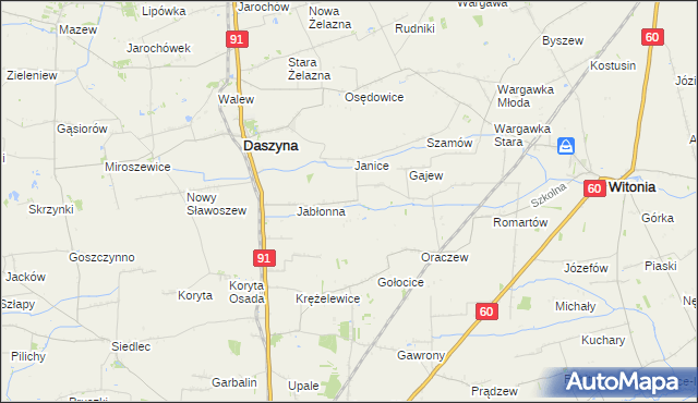 mapa Karkoszki gmina Daszyna, Karkoszki gmina Daszyna na mapie Targeo