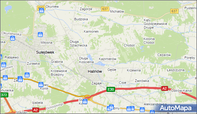 mapa Kazimierów gmina Halinów, Kazimierów gmina Halinów na mapie Targeo