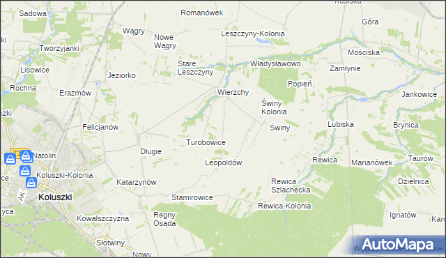 mapa Kazimierzów gmina Koluszki, Kazimierzów gmina Koluszki na mapie Targeo