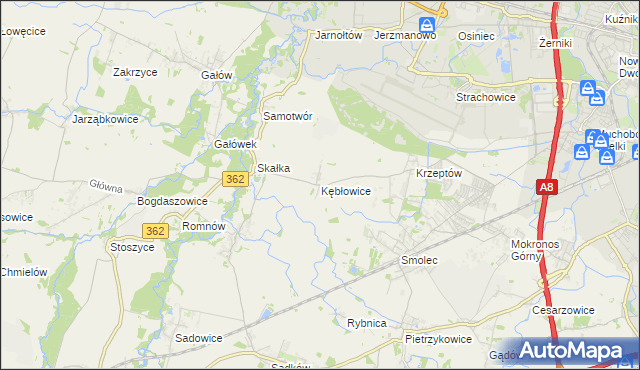 mapa Kębłowice gmina Kąty Wrocławskie, Kębłowice gmina Kąty Wrocławskie na mapie Targeo