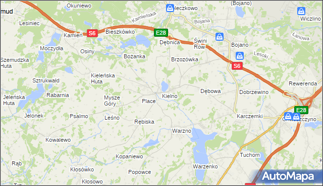 mapa Kielno gmina Szemud, Kielno gmina Szemud na mapie Targeo