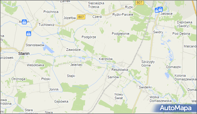 mapa Kierzków gmina Stanin, Kierzków gmina Stanin na mapie Targeo