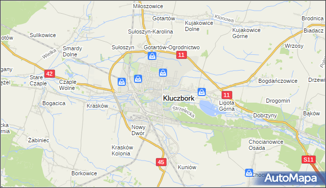 mapa Kluczbork, Kluczbork na mapie Targeo