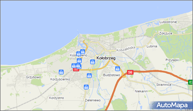mapa Kołobrzegu, Kołobrzeg na mapie Targeo