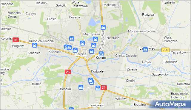 mapa Konina, Konin na mapie Targeo