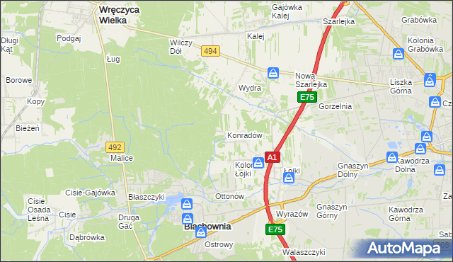 mapa Konradów gmina Blachownia, Konradów gmina Blachownia na mapie Targeo