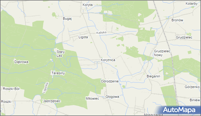 mapa Korytnica gmina Raszków, Korytnica gmina Raszków na mapie Targeo