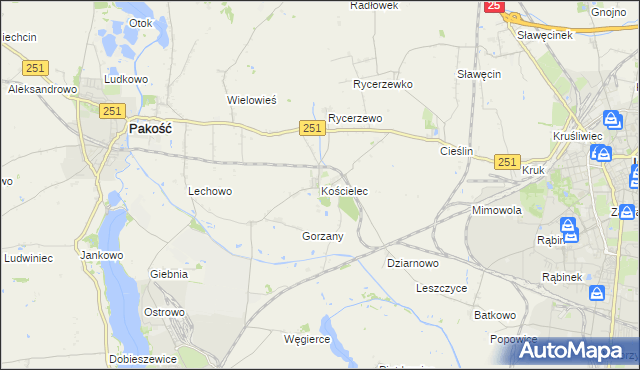 mapa Kościelec gmina Pakość, Kościelec gmina Pakość na mapie Targeo