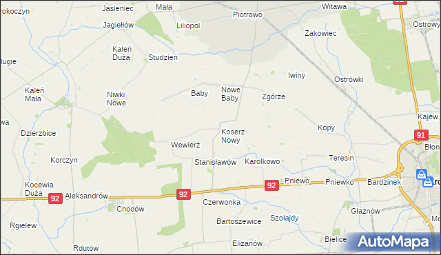 mapa Koserz Nowy, Koserz Nowy na mapie Targeo