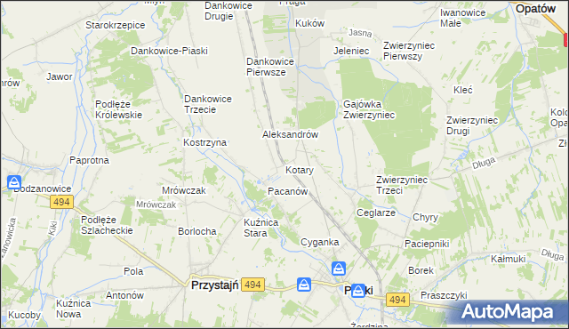 mapa Kotary, Kotary na mapie Targeo