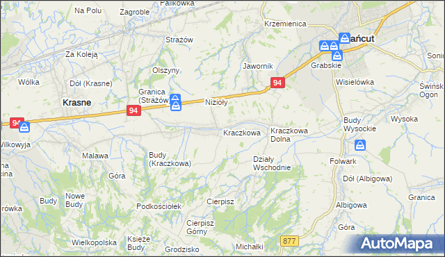 mapa Kraczkowa, Kraczkowa na mapie Targeo
