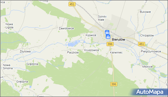 mapa Kruszowice, Kruszowice na mapie Targeo