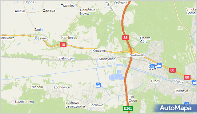 mapa Kruszyniec gmina Sicienko, Kruszyniec gmina Sicienko na mapie Targeo