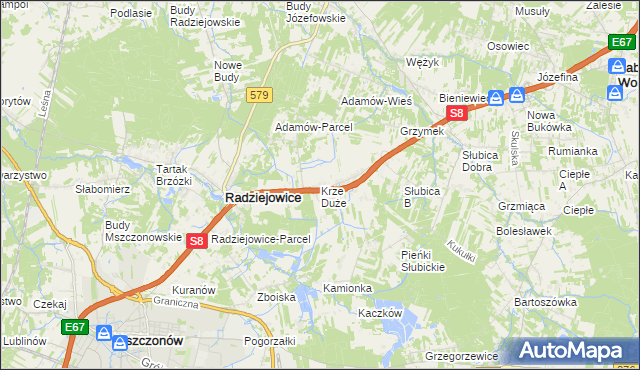 mapa Krze Duże, Krze Duże na mapie Targeo