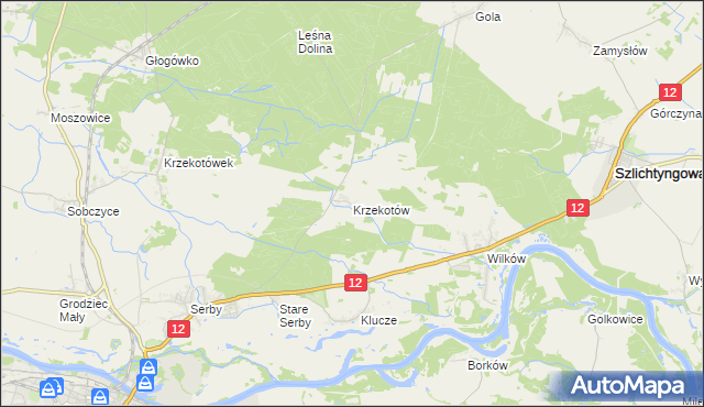 mapa Krzekotów, Krzekotów na mapie Targeo