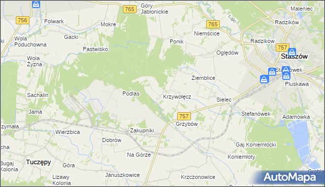 mapa Krzywołęcz, Krzywołęcz na mapie Targeo