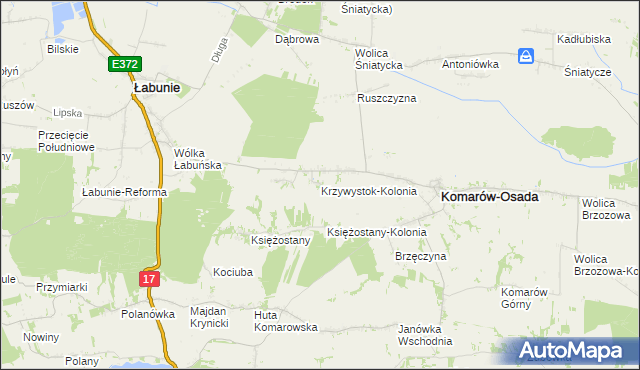 mapa Krzywystok-Kolonia, Krzywystok-Kolonia na mapie Targeo