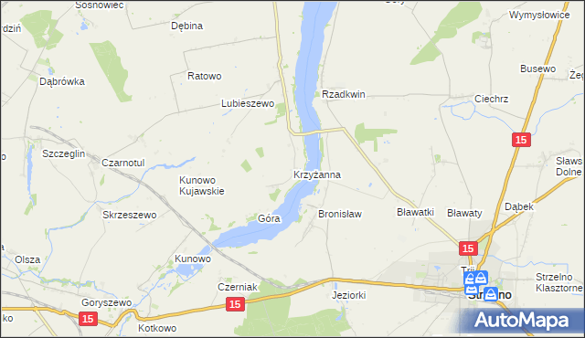 mapa Krzyżanna, Krzyżanna na mapie Targeo