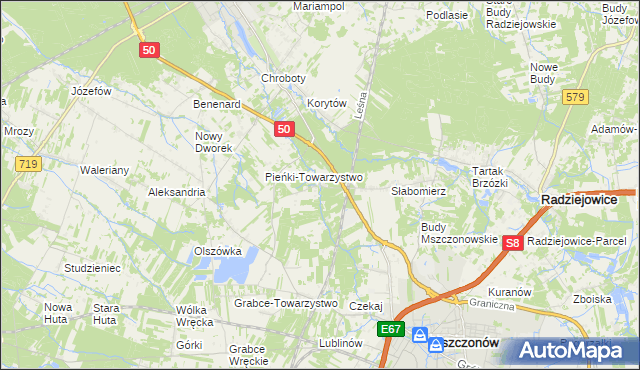 mapa Krzyżówka gmina Radziejowice, Krzyżówka gmina Radziejowice na mapie Targeo