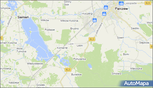 mapa Laski gmina Parczew, Laski gmina Parczew na mapie Targeo